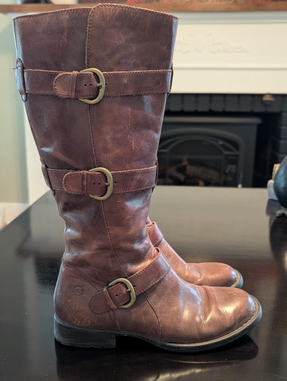 Born Leather Women's Tall Brown Riding Boots Size 7 M Style F11016 Side Zip